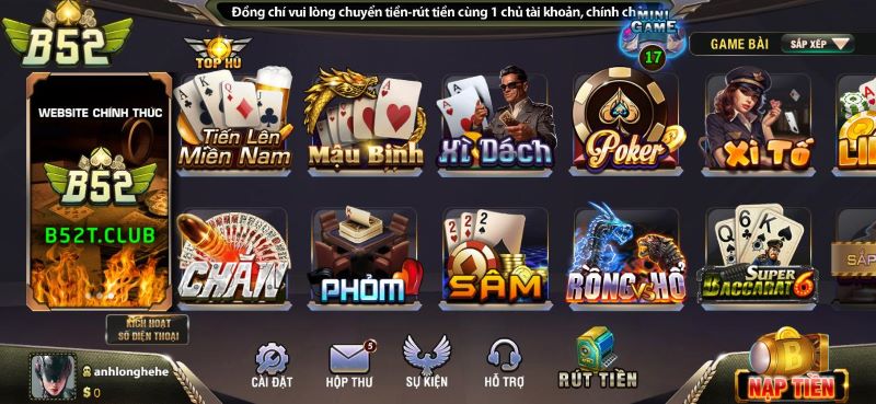 Hướng dẫn cách chơi bài sâm trên B52